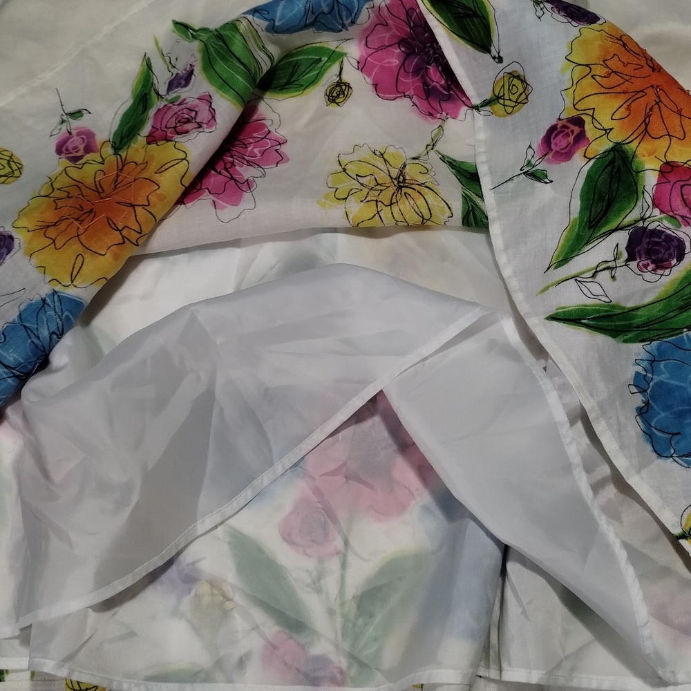Carole Little Floral A-Line Skirt with Multicolor Design - Picture 4 of 6